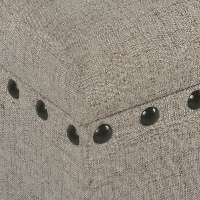 Large Storage Bench with Nailhead Trim - Textured Tan