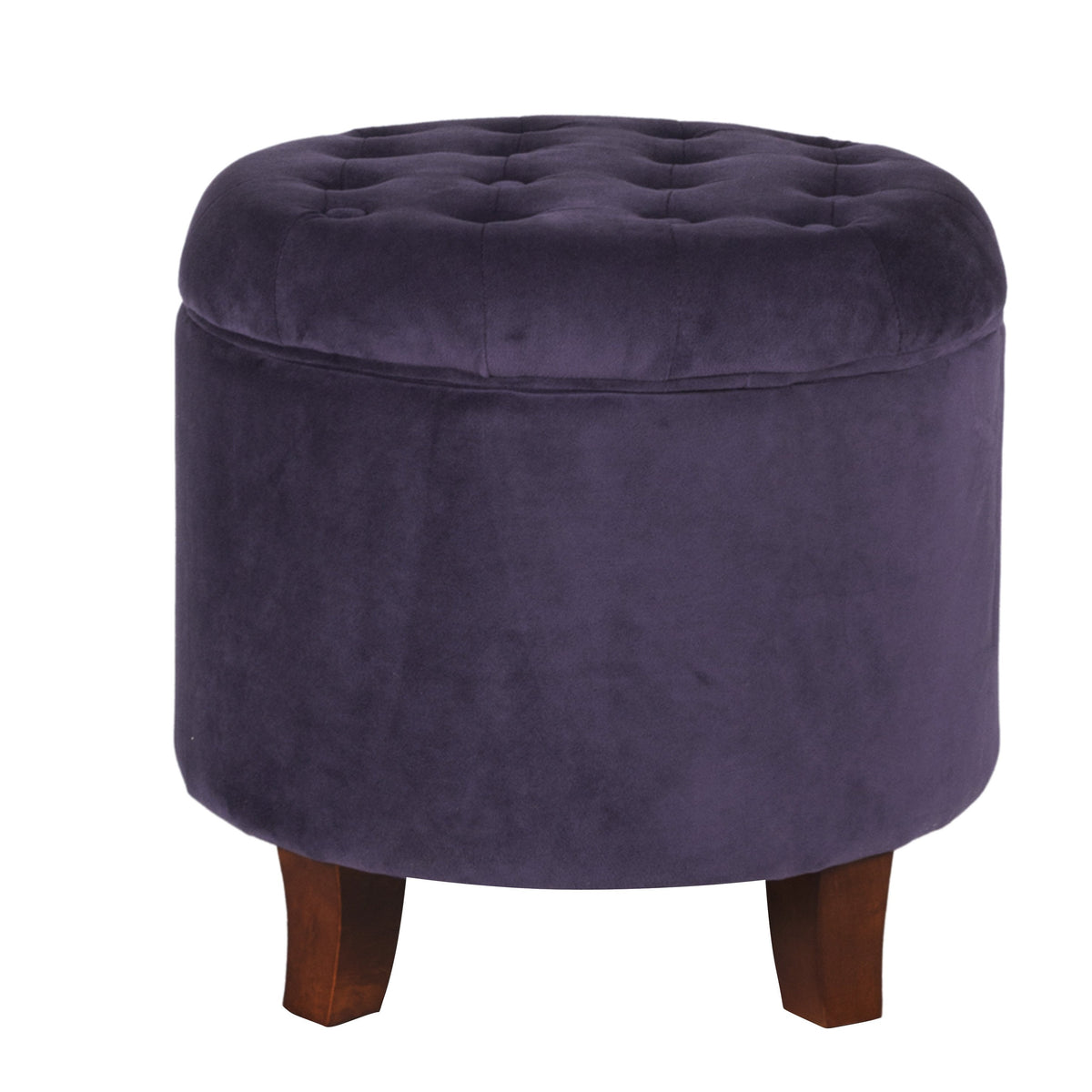 Velvet Tufted Round Ottoman with Storage - Deep Purple