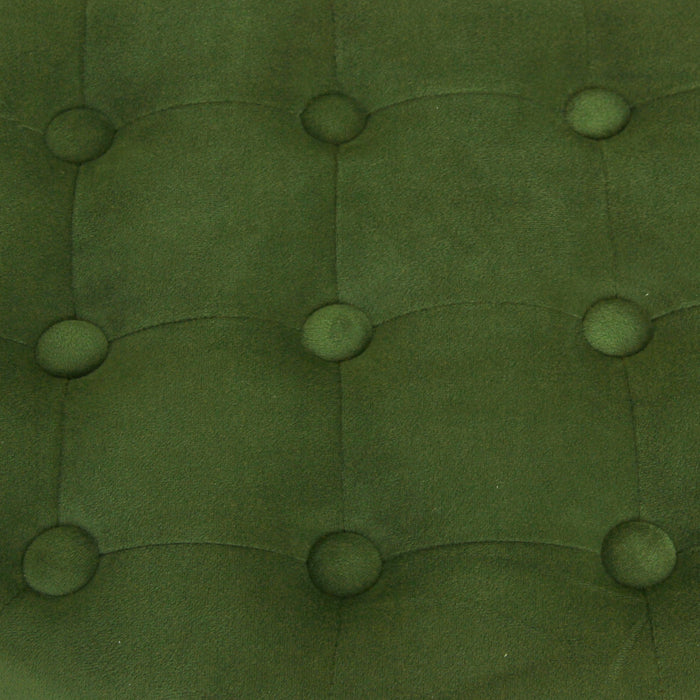 Velvet Tufted Round Ottoman with Storage - Green