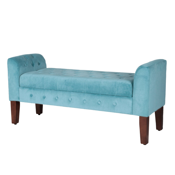 Velvet Tufted Storage HomePop and Furniture Bench Settee Teal — 