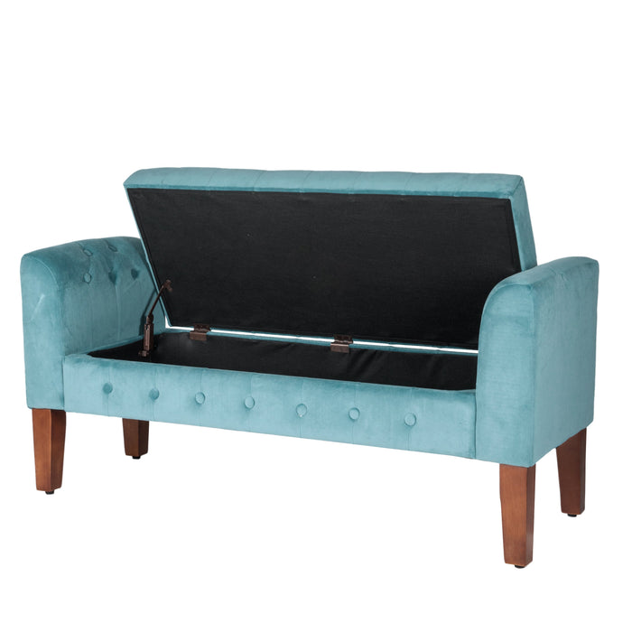 Velvet Tufted Storage - Teal HomePop Settee Furniture Bench — and