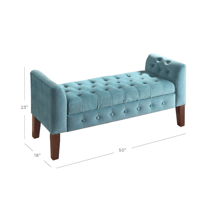 Velvet Tufted Storage Settee Furniture and Teal — Bench - HomePop