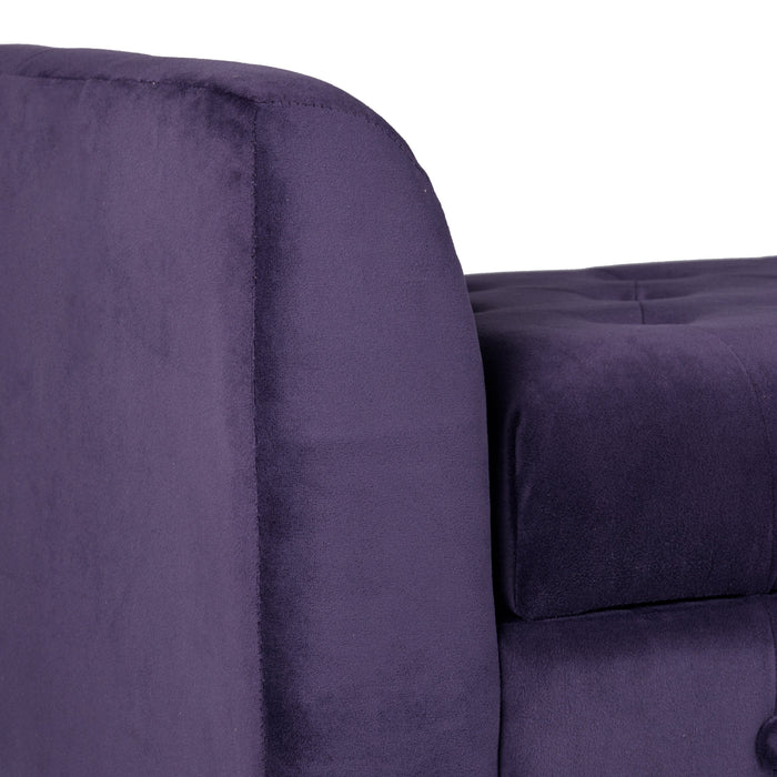 Velvet Tufted Storage Bench and Settee - Purple