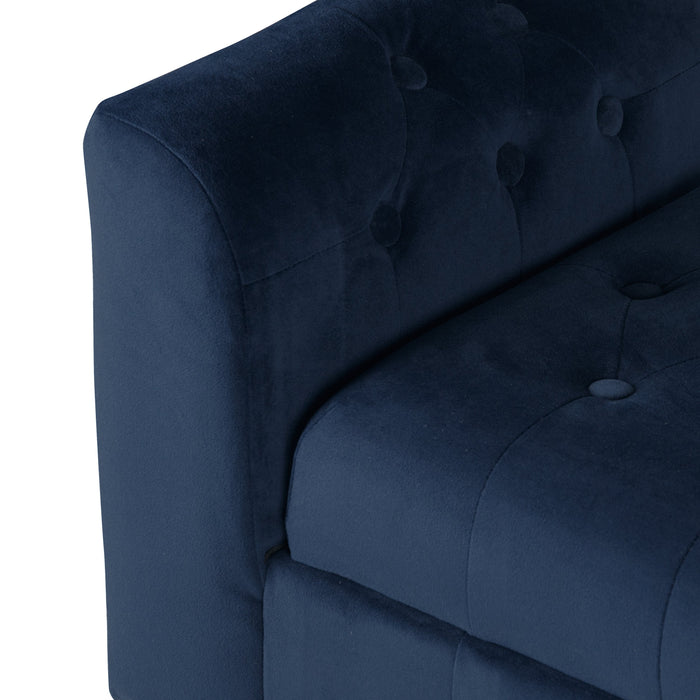 Velvet Tufted Settee Storage Bench and Settee - Navy Blue