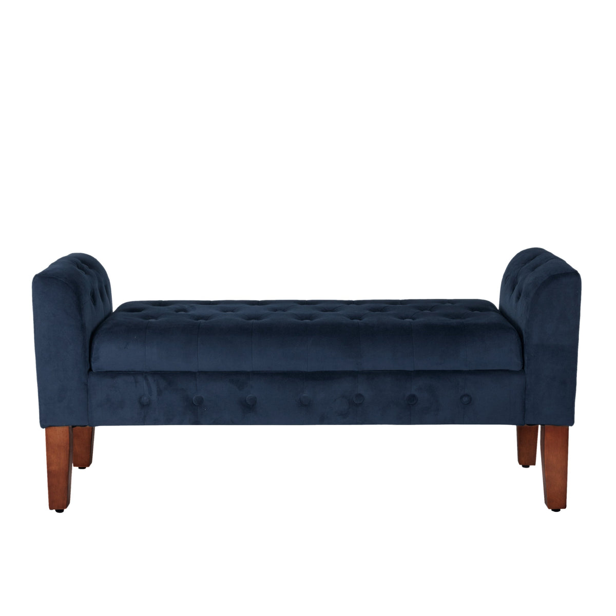 Storage Settee and Settee Blue Bench — - Velvet HomePop Furniture Navy Tufted