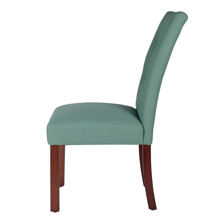 4-button Tufted Textured Parsons Chair - Aqua Woven - Set of 2