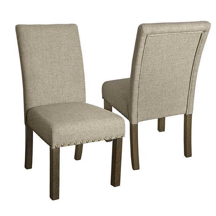 Dining Chair with Nailhead Trim - Tan - Set of 2