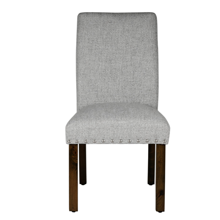 Dining Chair with Nailhead Trim - Light Gray - Set of 2