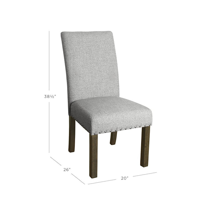 Dining Chair with Nailhead Trim - Light Gray - Set of 2
