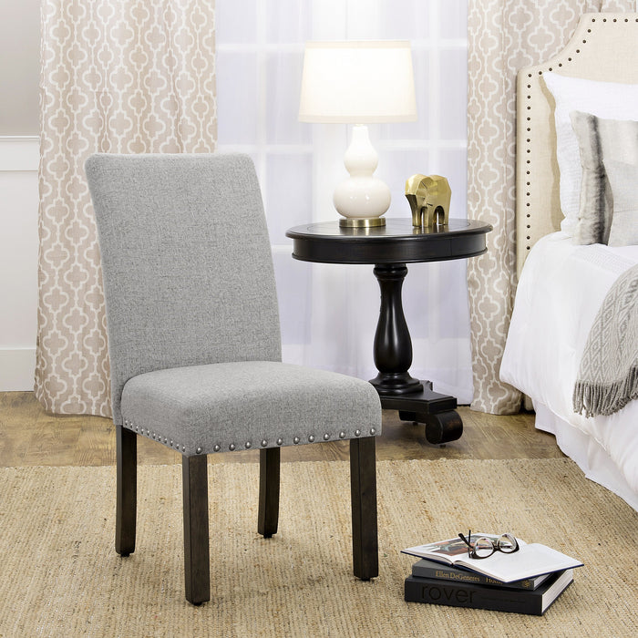 Dining Chair with Nailhead Trim - Light Gray - Set of 2