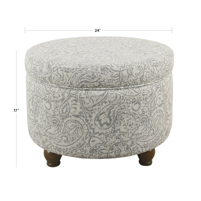 Storage Ottoman - Gray Floral