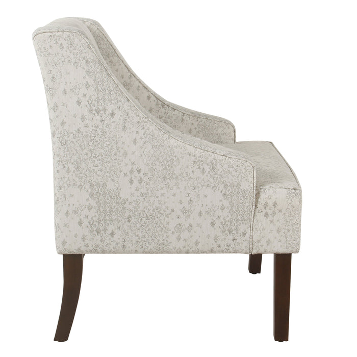 Classic Swoop Arm Accent Chair - Cream and Gray Vintage Stencil