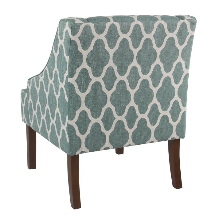 Classic Swoop Arm Chair - Teal Geometric
