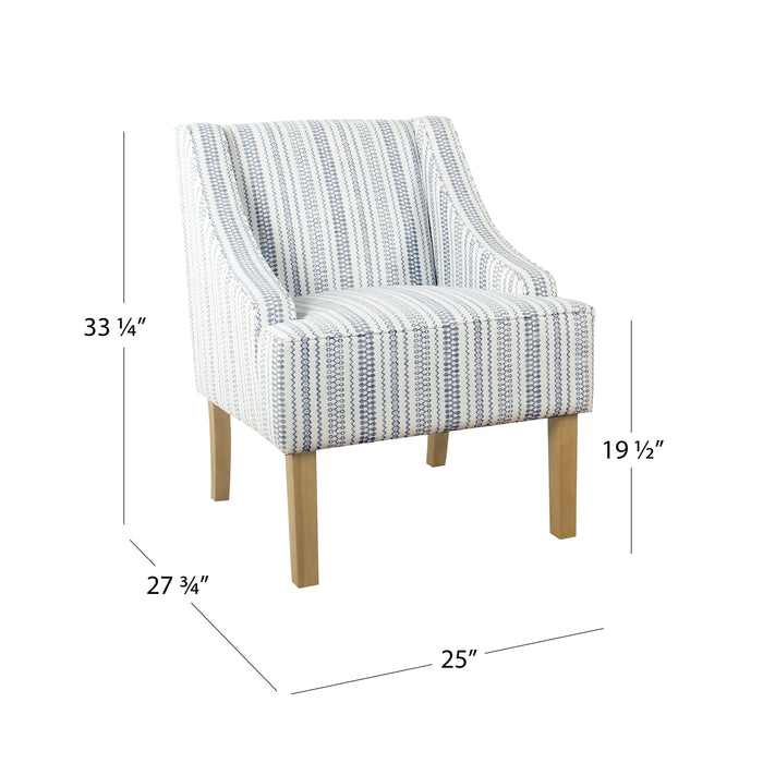 HomePop Classic Swoop Accent Chair - Blue Farmhouse Stripe