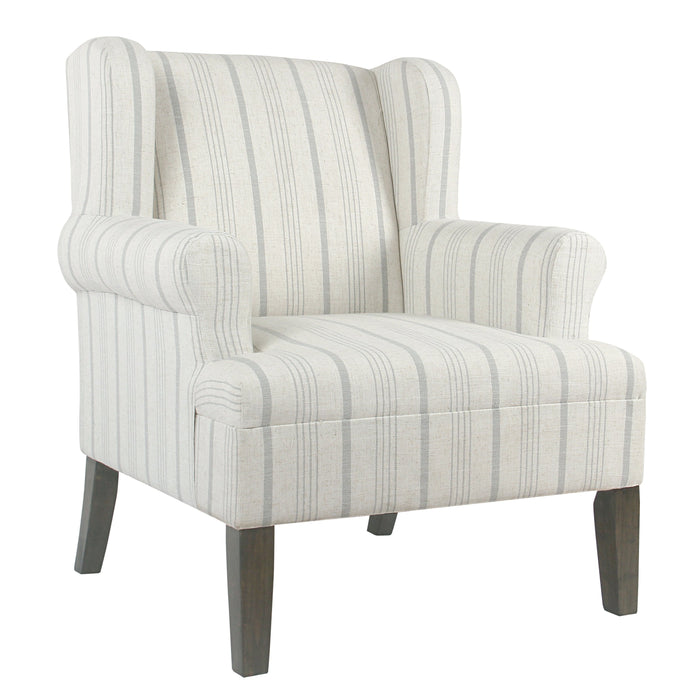 Emerson Rolled Arm Accent Chair - Dove Grey Stripe