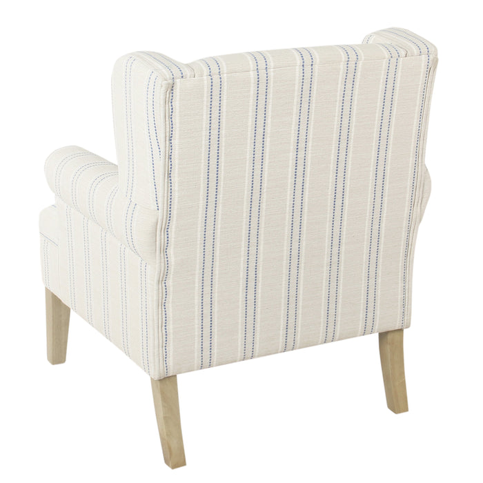 Emerson Wingback Accent Chair - Blue and White Stripe