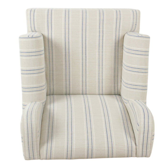 Emerson Wingback Accent Chair - Blue and White Stripe