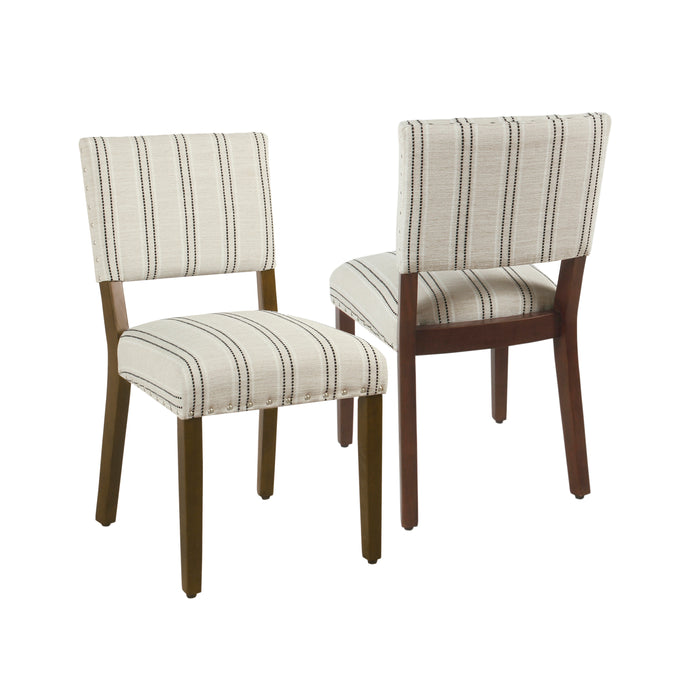 Dining Chair - Black and White Stripe - Set of 2