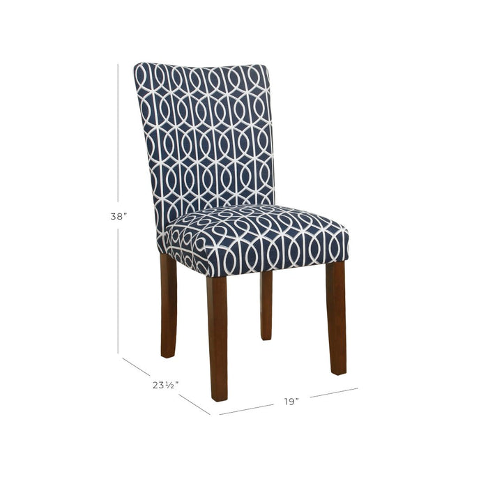 Classic Parsons Chair - Blue Trellis - Set of 2