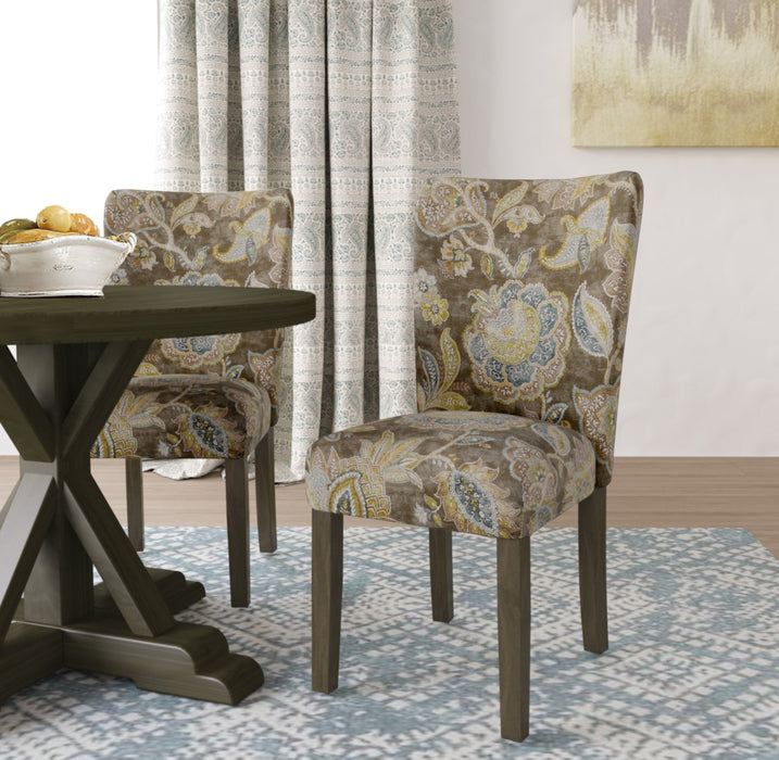 Classic Parsons Dining Chair - Gray Floral -  Set of 2
