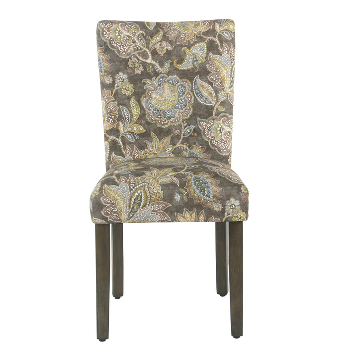 Classic Parsons Dining Chair - Gray Floral -  Set of 2