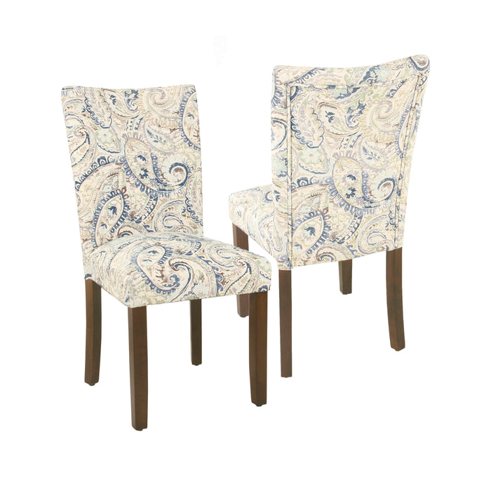 HomePop Classic Parsons Dining Chair Blue Velvet Paisley Print