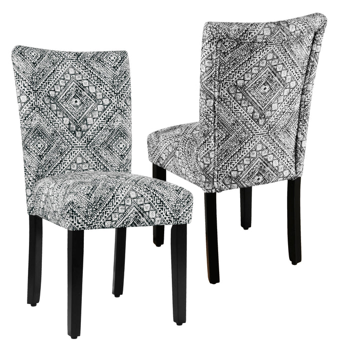 HomePop Classic Velvet Parsons Dining Chair - Velvet Tribal Pattern (Set of 2)