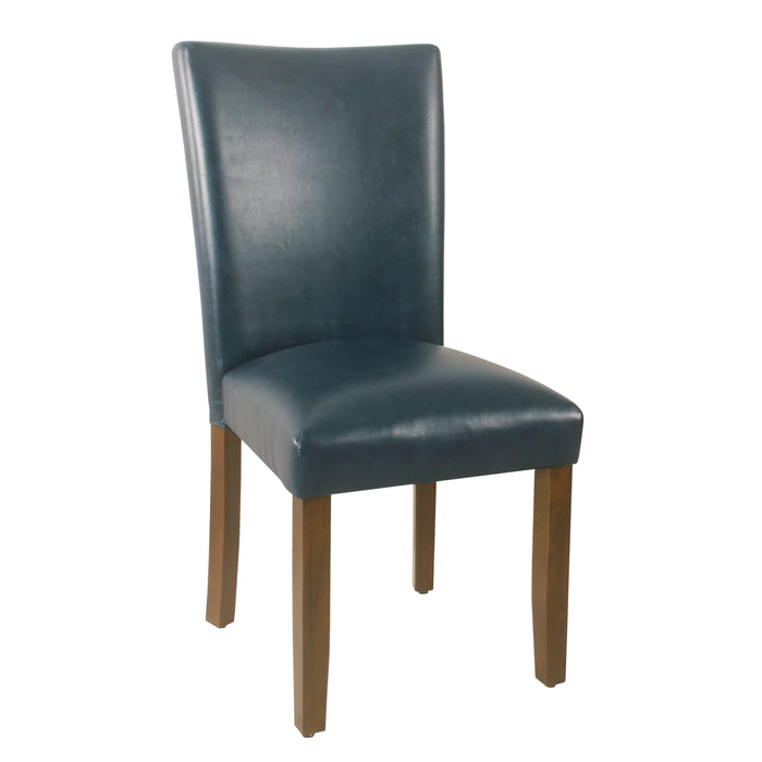 HomePop Classic Parsons Dining Chair - Dark Blue Faux Leather (Set of 2)