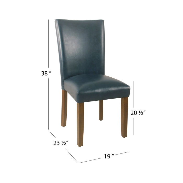 HomePop Classic Parsons Dining Chair - Dark Blue Faux Leather (Set of 2)