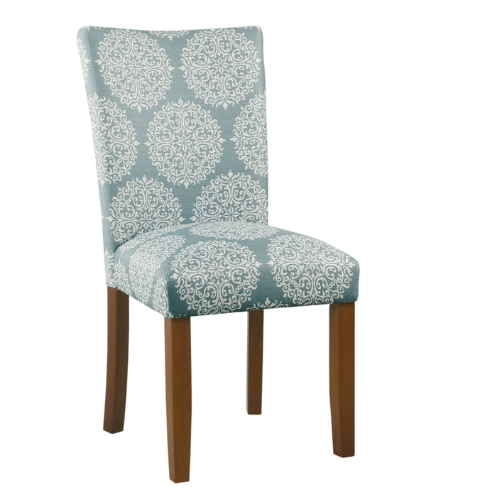 Classic Parsons Dining Chair  - Blue and Cream Medallion - Set of 2