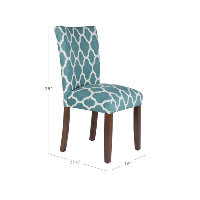 Classic Parsons Dining Chair -  Geo Teal - Set of 2
