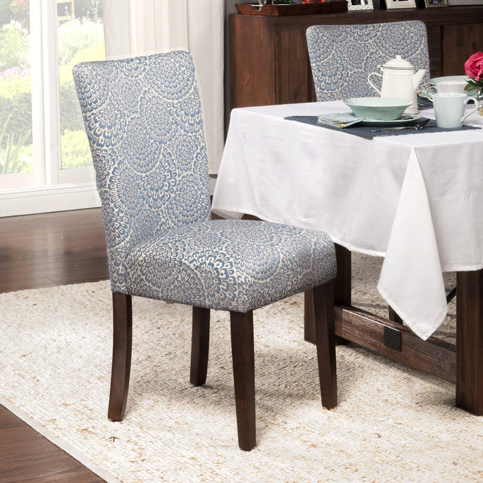 Classic Parsons Dining Chair - Blue and Cream Floral - Set of 2