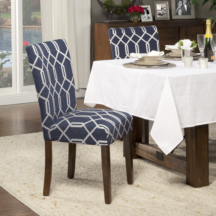 Classic Parsons Dining Chair - Navy Lattice - Set of 2