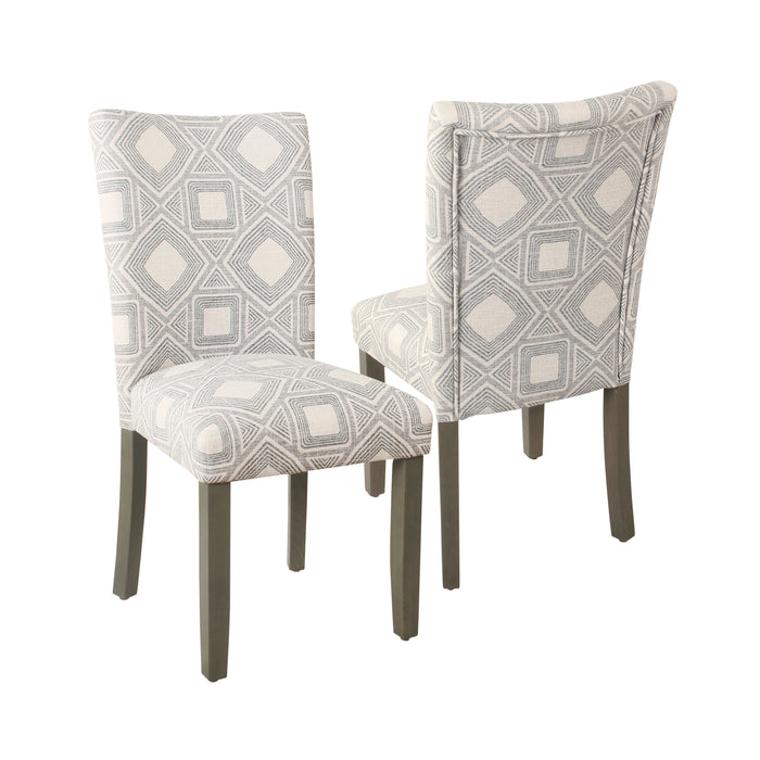 HomePop Classic Parsons Dining Chair -Charcoal Square Geometric (Set of 2)