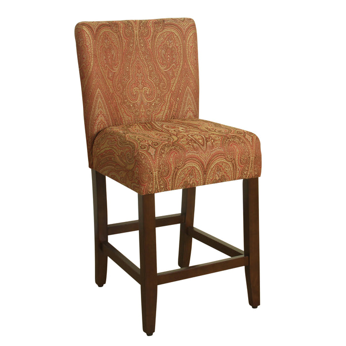 24" Classic Counter Stool - Red and Gold Damask