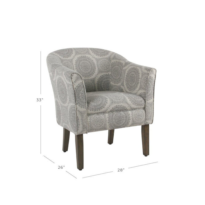 Barrel Shaped Accent Chair - Grey Medallion