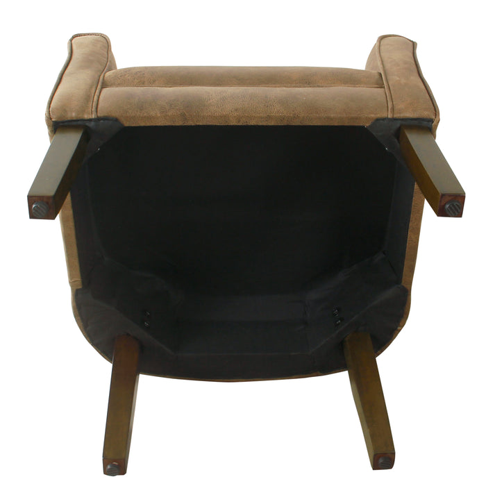 HomePop Modern Barrel Accent Chair -Brown Faux Leather