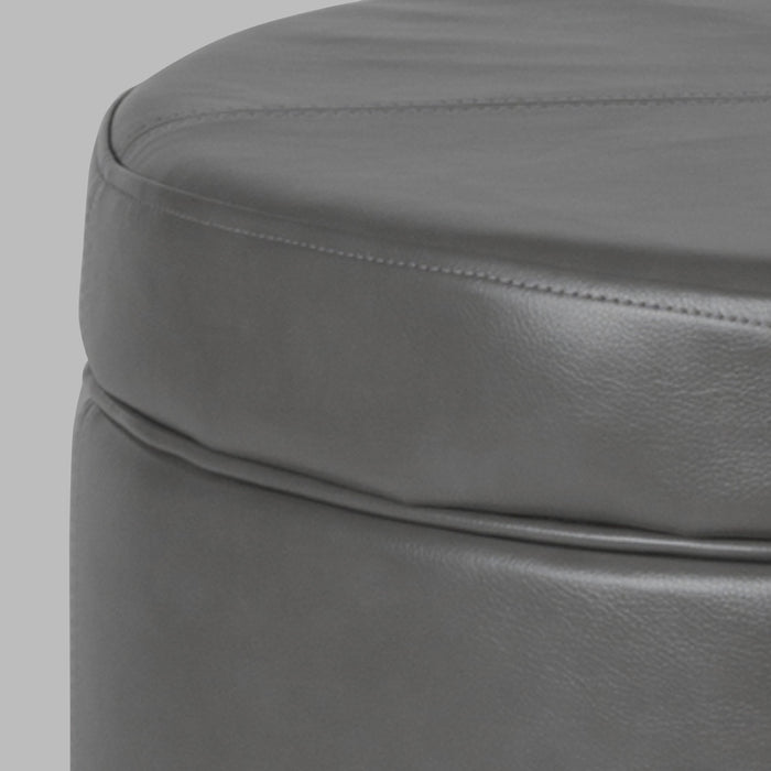 Large Leatherette Storage Ottoman - Gray Faux Leather