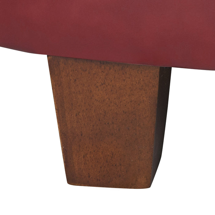 Large Leatherette Storage Ottoman - Red Faux Leather