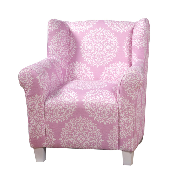 Kids' Rolled Arm Accent Chair - Pink Medallion Print