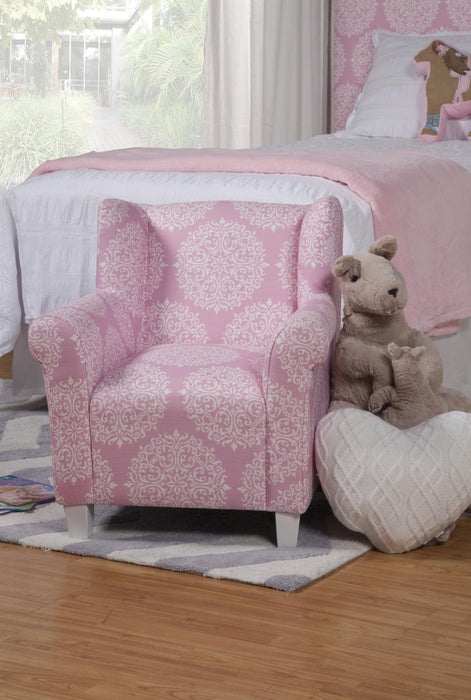 Kids' Rolled Arm Accent Chair - Pink Medallion Print