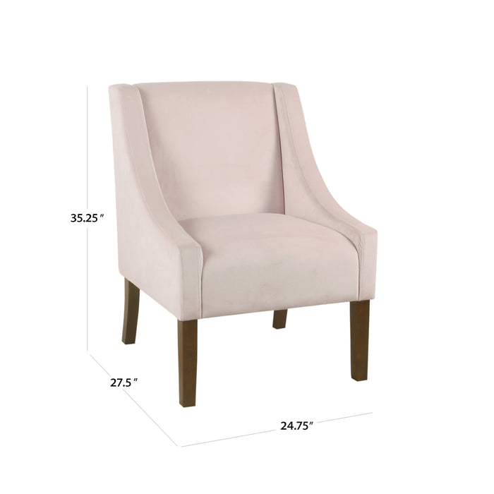 Modern Velvet Swoop Arm Accent Chair - Pink Blush