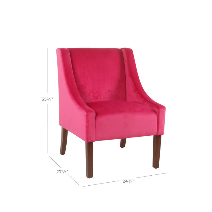 Modern Velvet Swoop Arm Accent Chair -Deep Pink