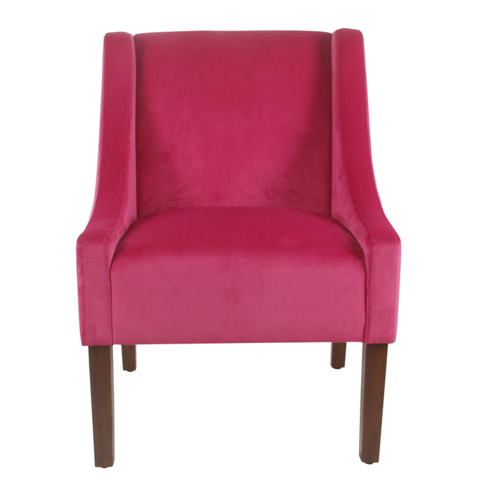 Modern Velvet Swoop Arm Accent Chair -Deep Pink