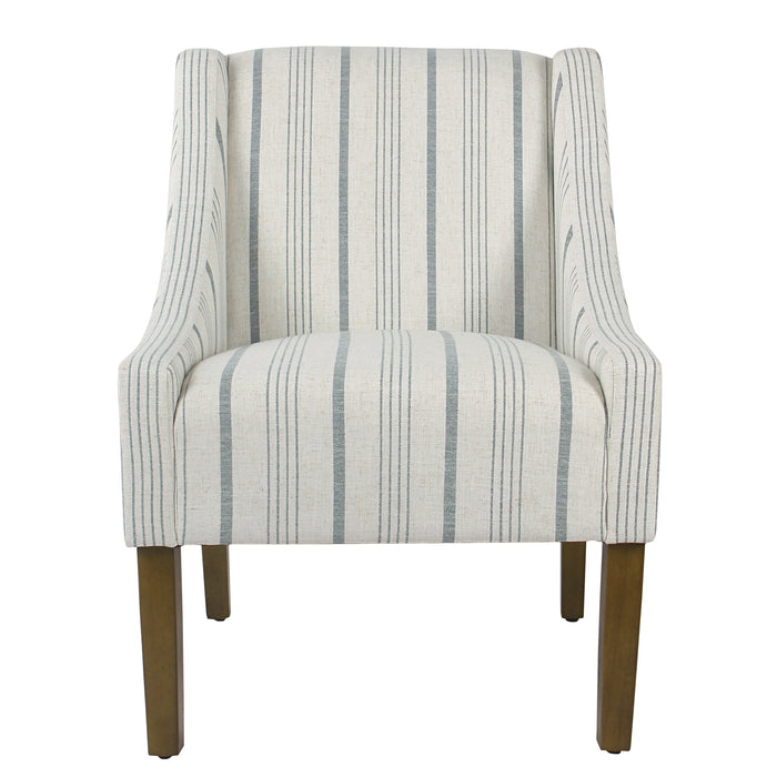 Modern Swoop Accent Chair - Blue Calypso Stripe