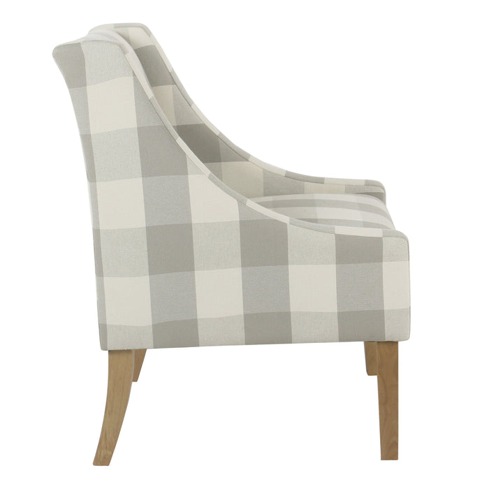 Modern Swoop Arm Accent Chair - Gray Plaid