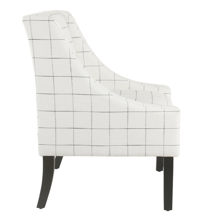 Modern Swoop Arm Accent Chair - White Windowpane