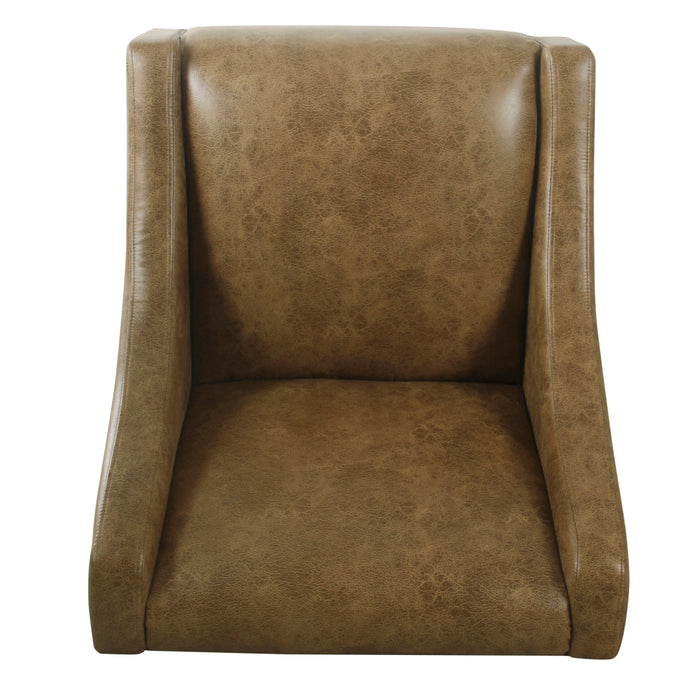 HomePop Modern Swoop Arm Accent Chair - Distressed Brown Faux Leather