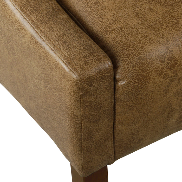 HomePop Modern Swoop Arm Accent Chair - Distressed Brown Faux Leather