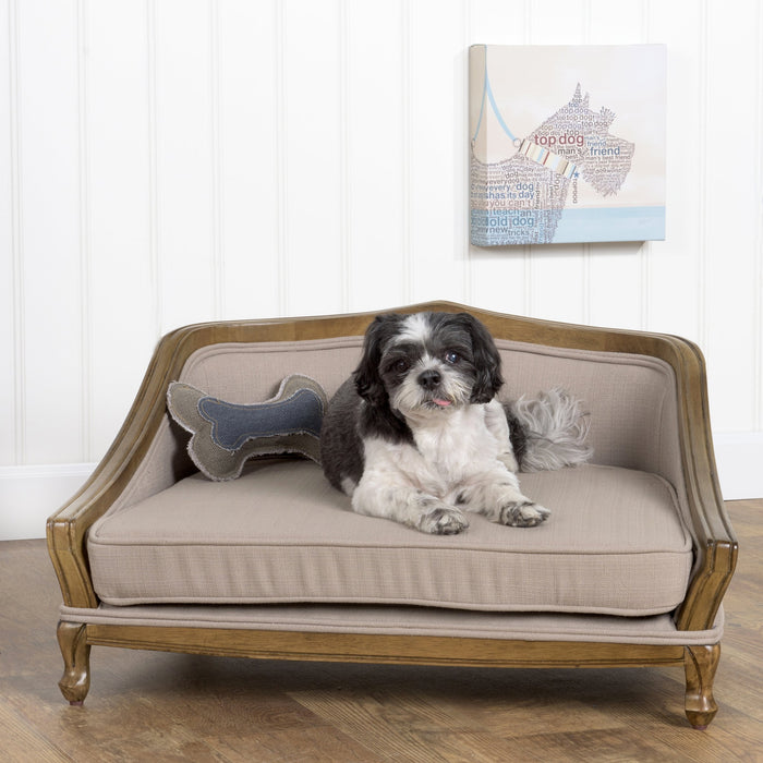 Luxury Pet Bed Arched Wood Frame - Tan Woven